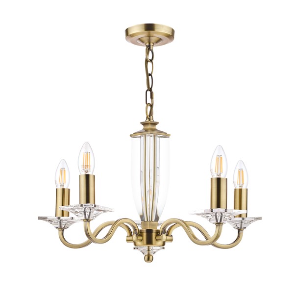 (image for) Laura Ashley Carson 5lt Chandelier Cut Glass & Antique Brass